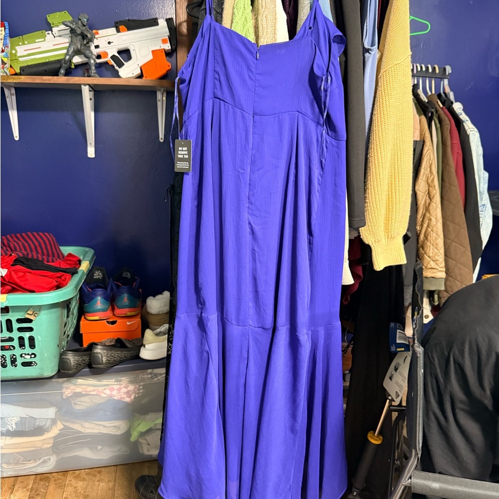 Express Vibrant Blue Asymmetrical Dress - Picture 3 of 3